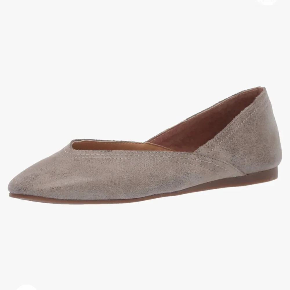 Lucky Brand SZ 9 Alba Gray Leather Ballet Flat Romantic Feminine Fairy Essential
